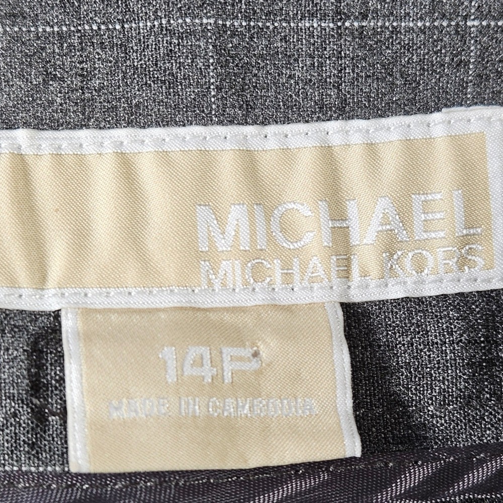 MICHAEL KORS Grammercy Fit Gray Plaid Petite Pants Women 14P Career Classic - Picture 6 of 12